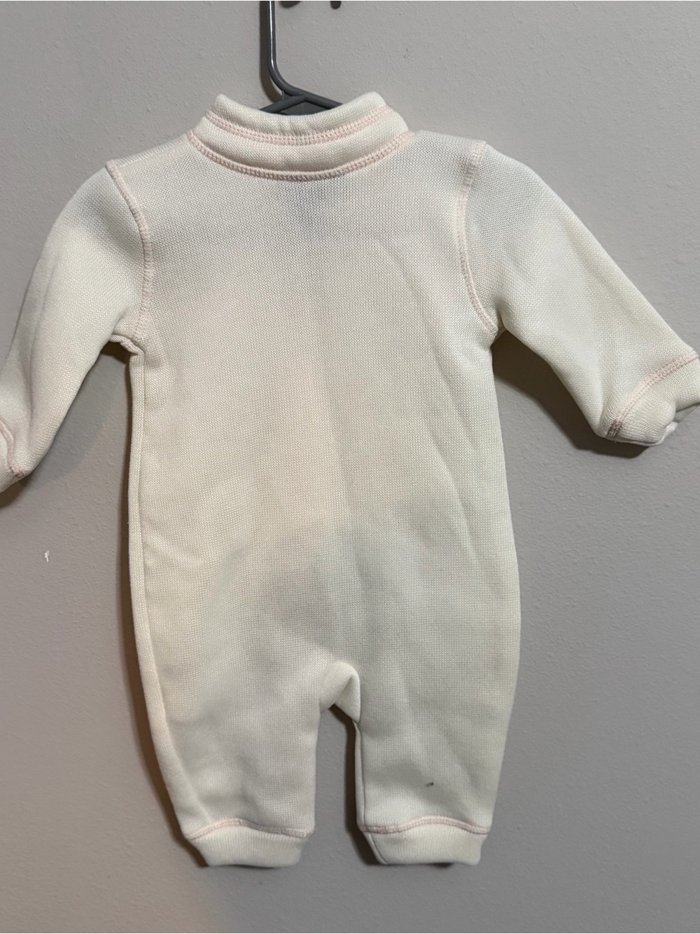 Eddie Bauer Baby Girl Fleece One Piece Pink Cream Zip Up Outfit 3-6M - Picture 5 of 5